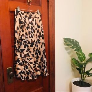 Satin Leopard Skirt